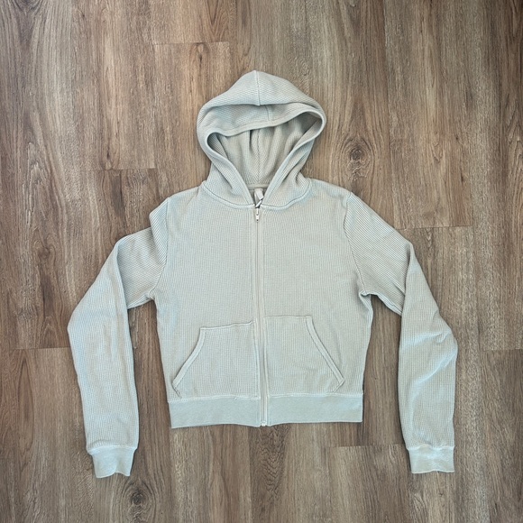 Skims sage cropped waffle hoodie - Picture 2 of 3